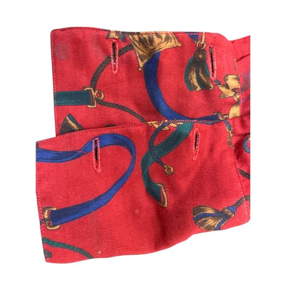 Graham & Gunn Red Button-Up Shirt With Gold & Blue Abstract Print Sz 14 - Picture 6 of 8